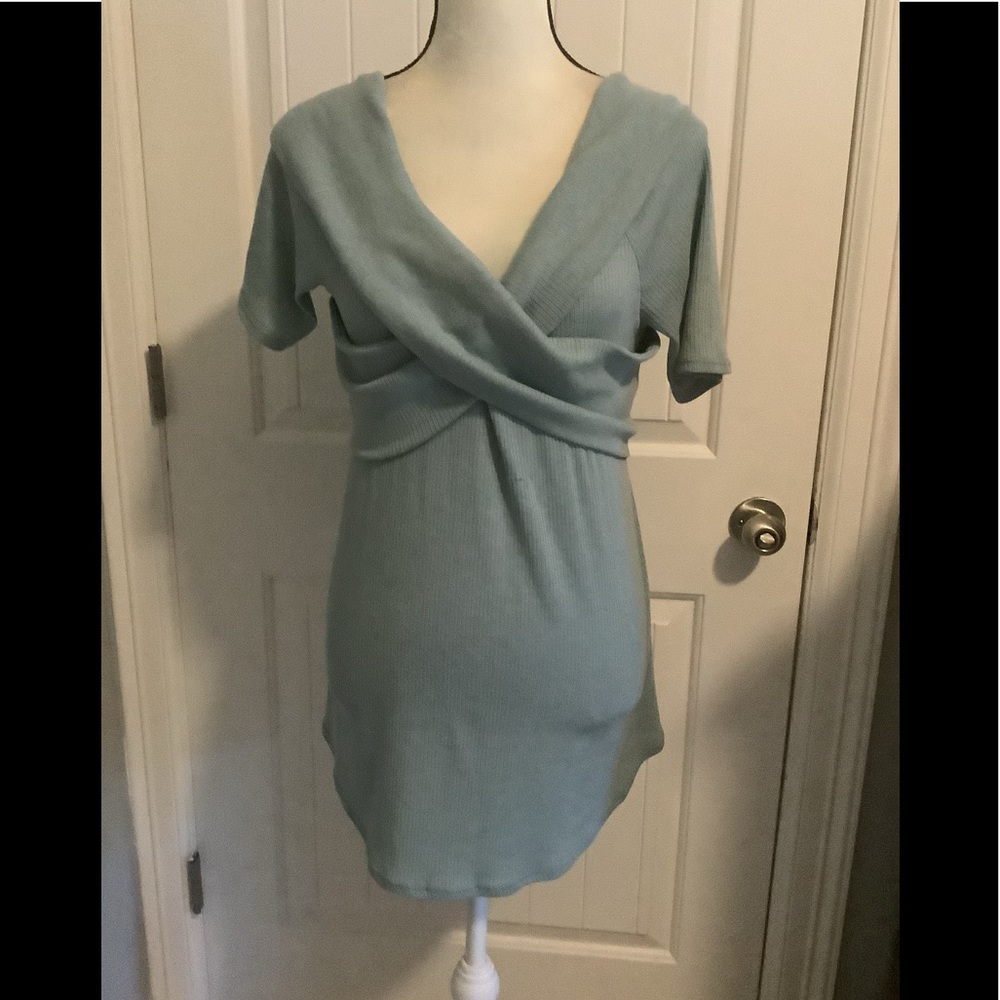 Aqua Criss Cross Top Blouse